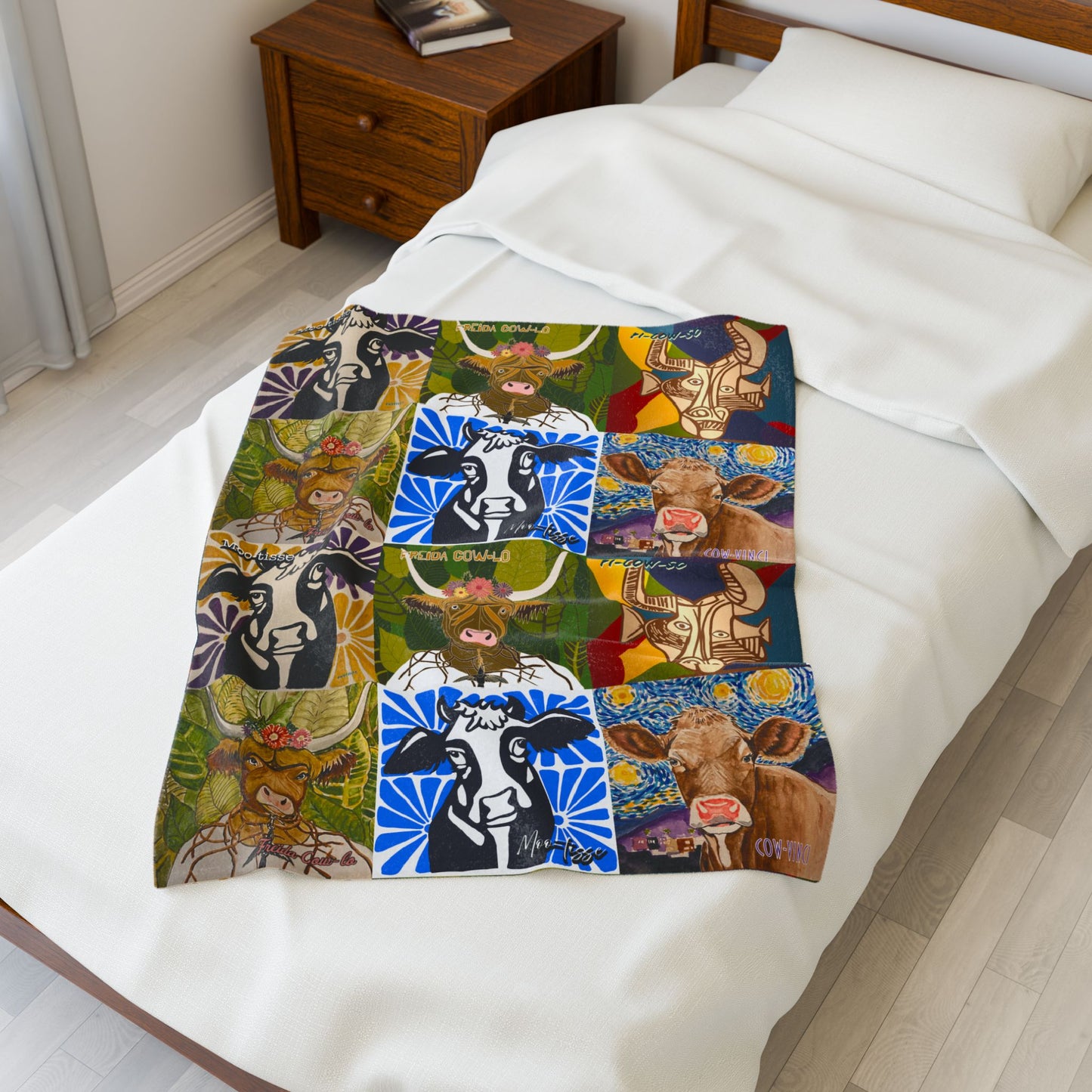 Blanket: Master Artist Cow Prints Velveteen Plush Blanket