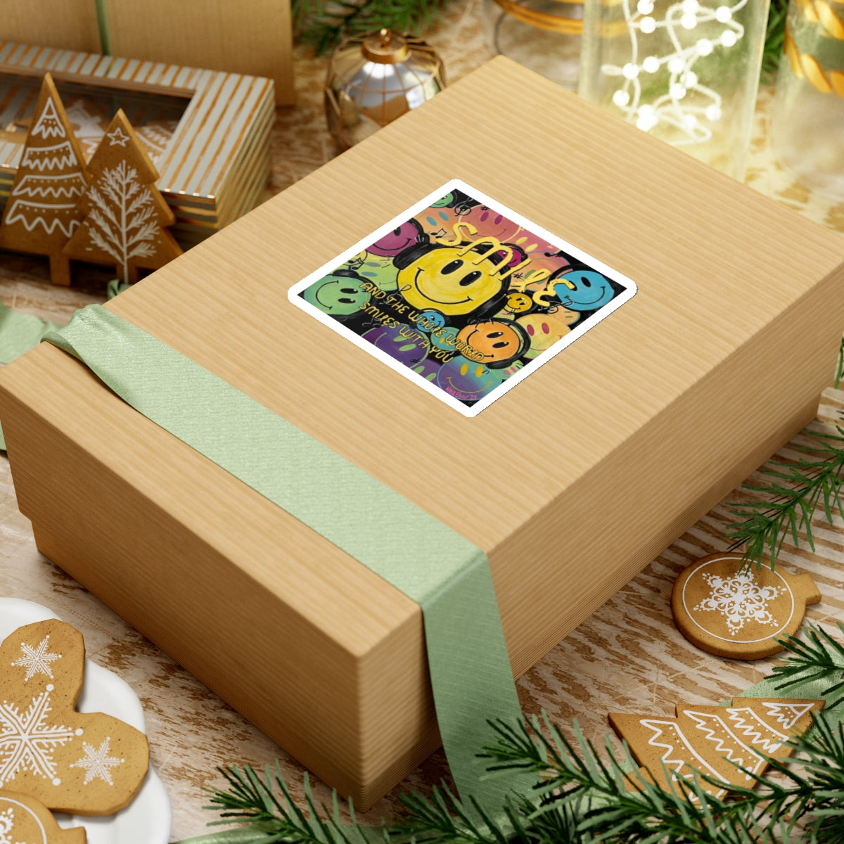 Sticker: Smile and the Whole World Smiles with You Kiss-Cut Stickers