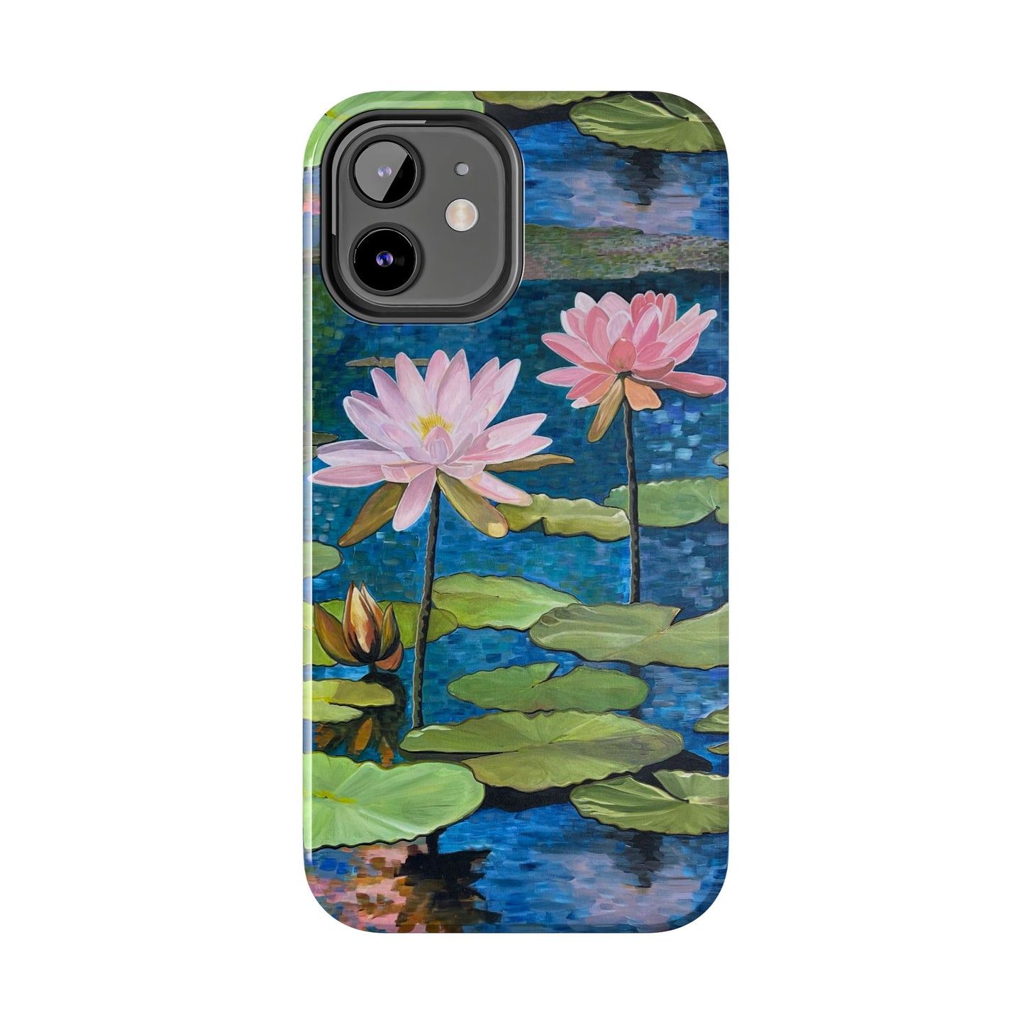 Phone Case: Lotus Flower Painted Tough Phone Case - Acrylic Painting Lotus Flower Inspired Design