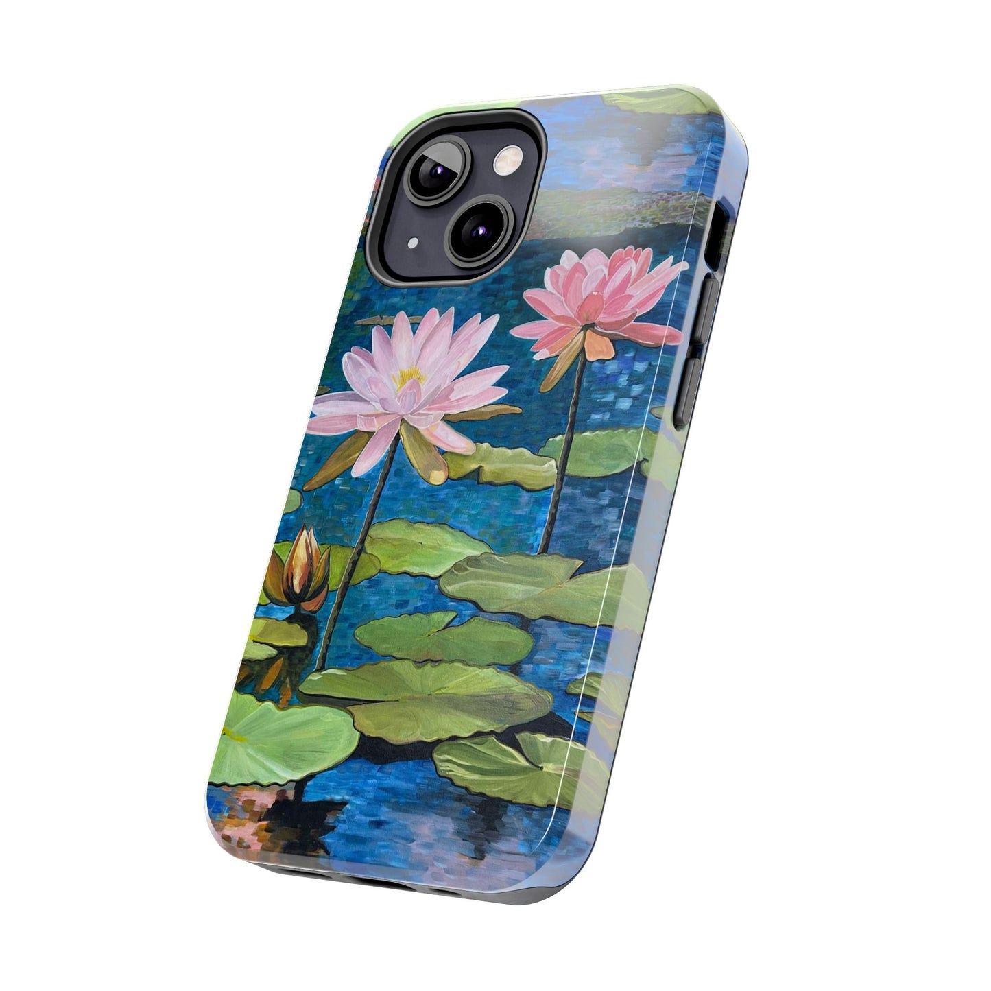 Phone Case: Lotus Flower Painted Tough Phone Case - Acrylic Painting Lotus Flower Inspired Design