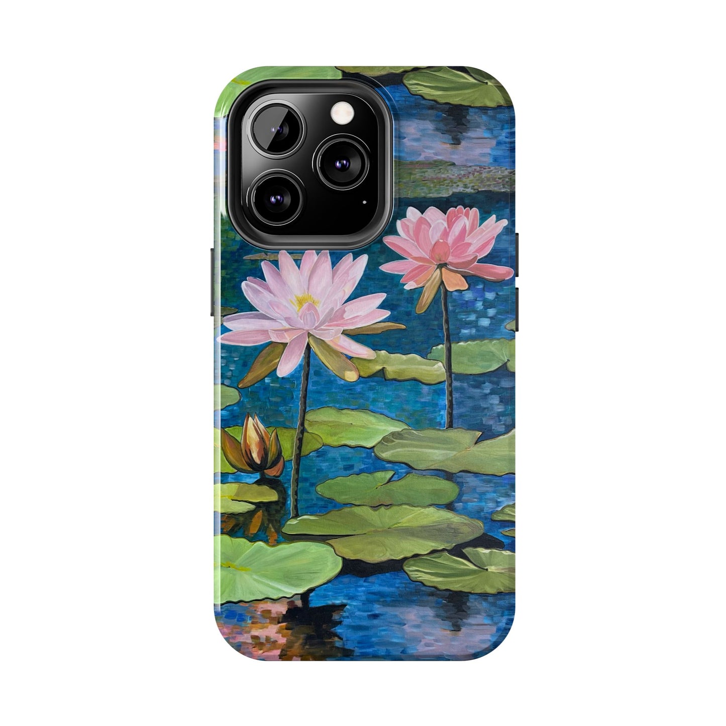 Phone Case: Lotus Flower Painted Tough Phone Case - Acrylic Painting Lotus Flower Inspired Design