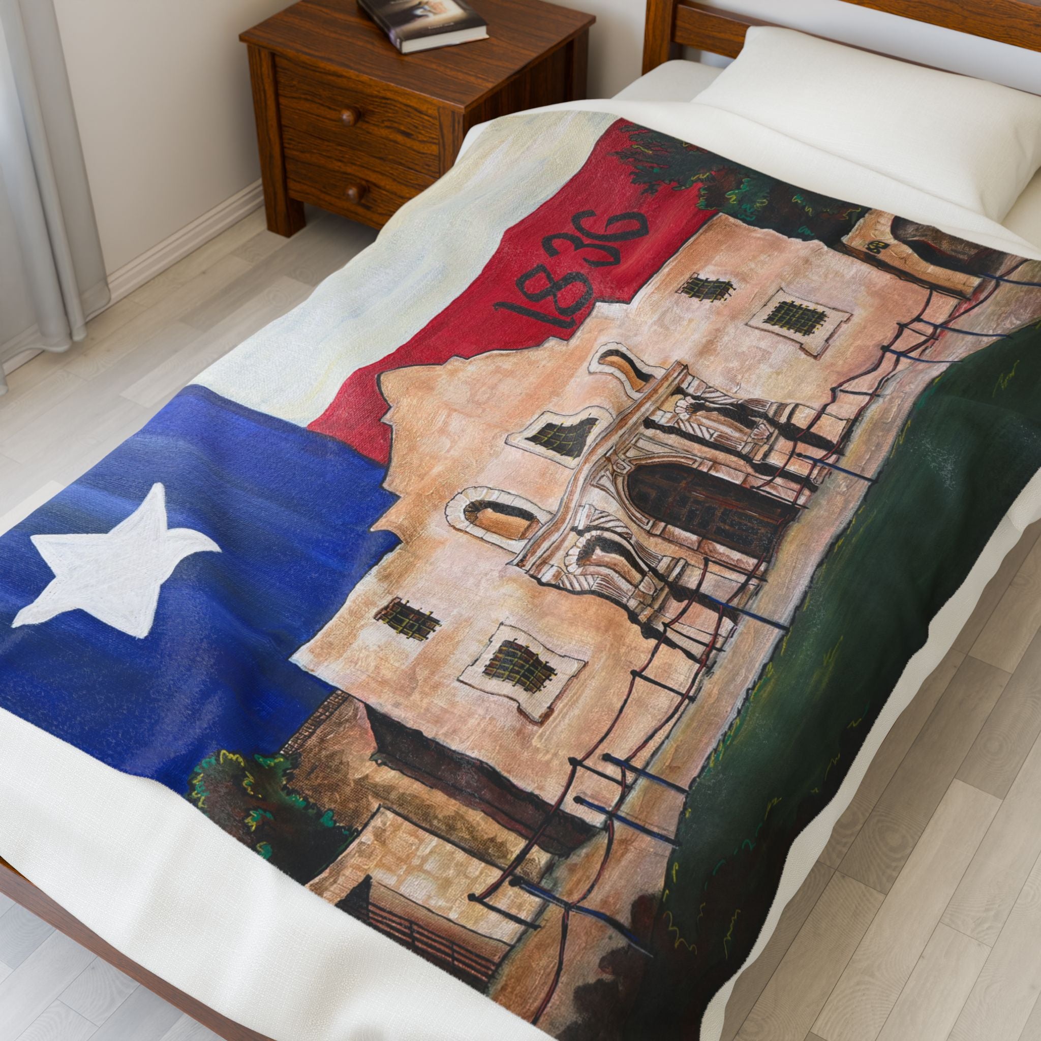Blanket: Remember the Alamo Prints Velveteen Plush Blanket