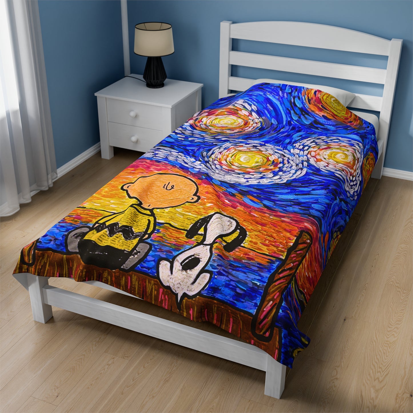 Blanket: Starry Night by the Lake Velveteen Plush Blanket