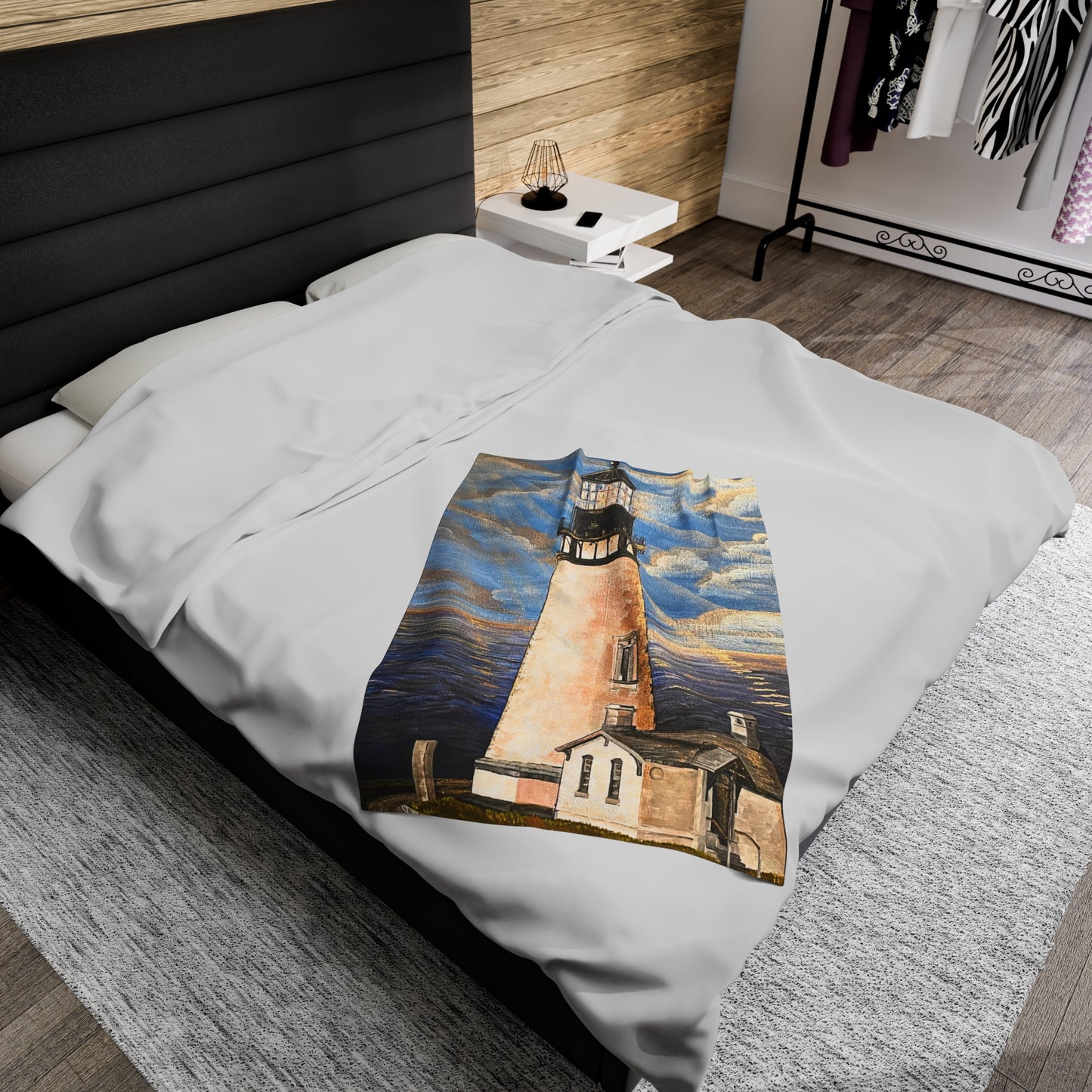 Blanket: Yaquina Head Lighthouse Velveteen Plush Blanket