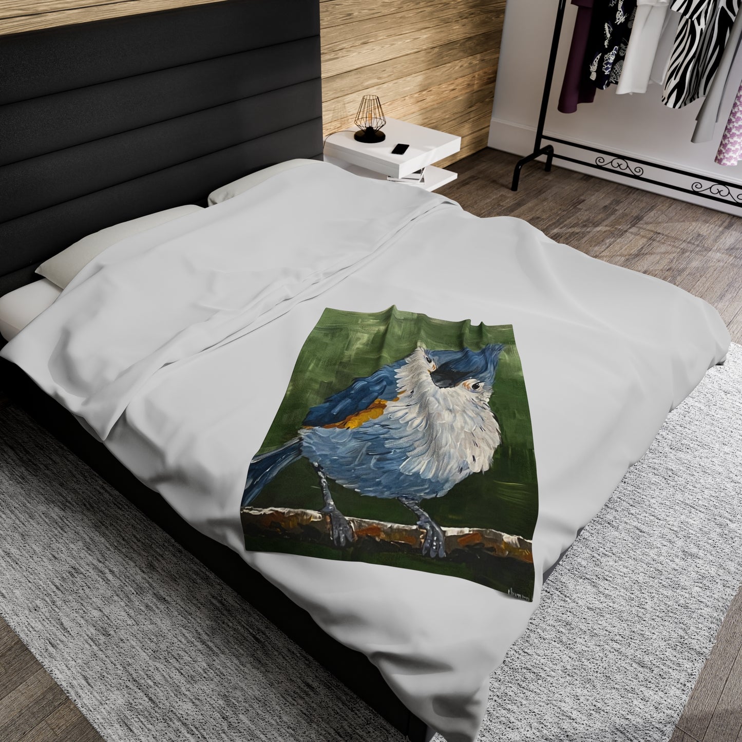 Blanket: Tufted Titmouse Velveteen Plush Blanket