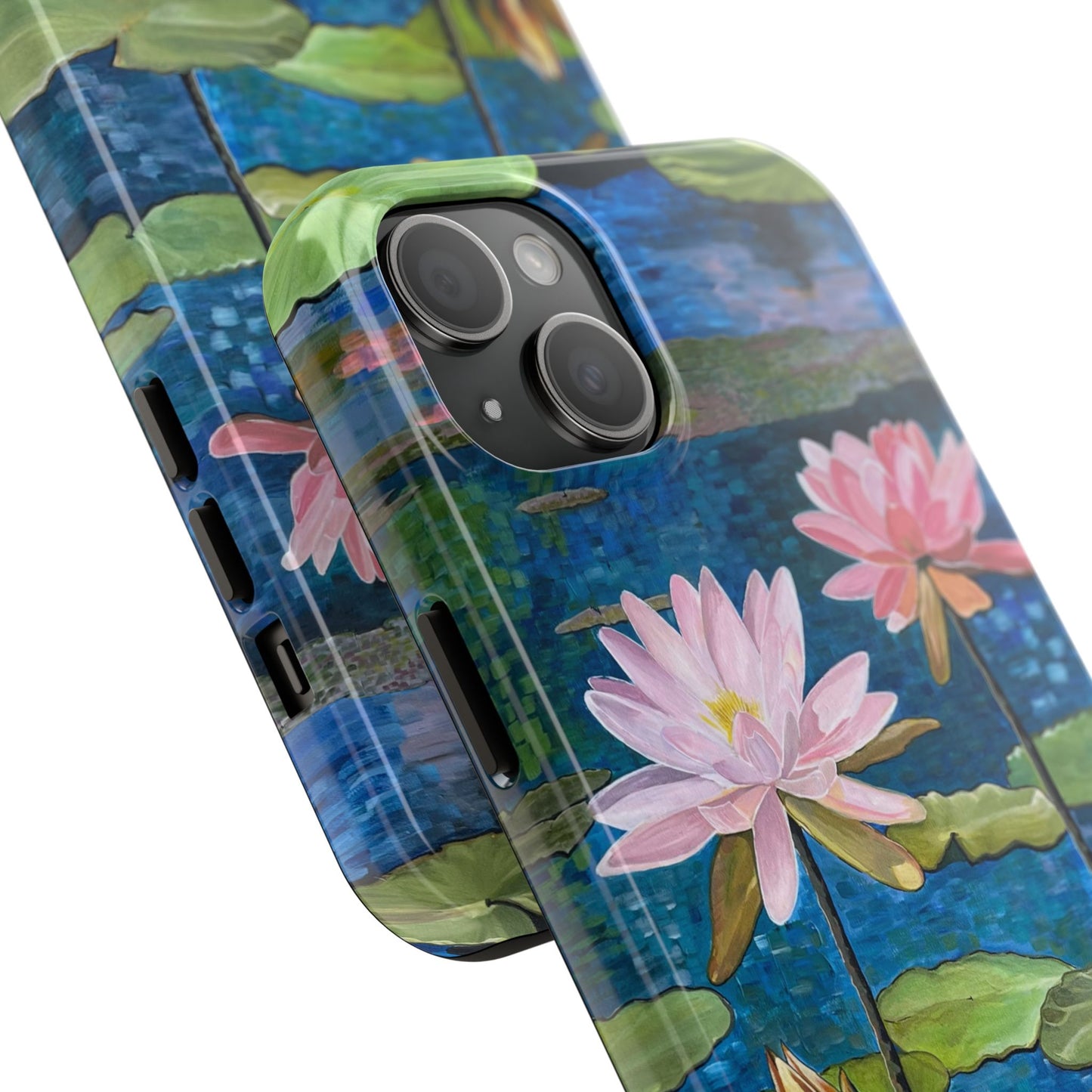 Phone Case: Lotus Flower Painted Tough Phone Case - Acrylic Painting Lotus Flower Inspired Design