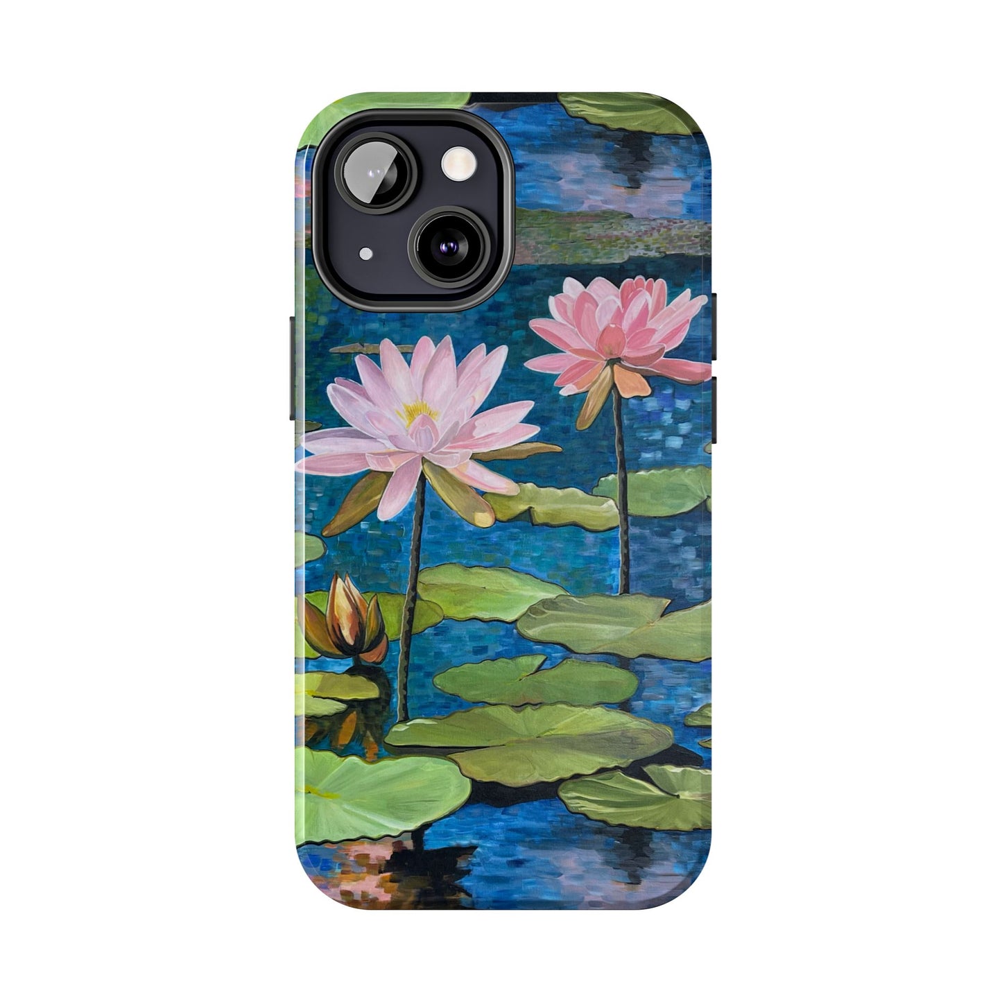 Phone Case: Lotus Flower Painted Tough Phone Case - Acrylic Painting Lotus Flower Inspired Design