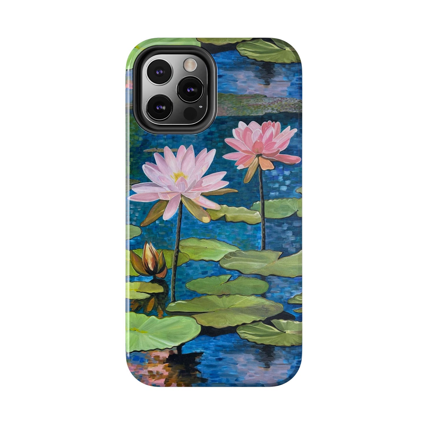 Phone Case: Lotus Flower Painted Tough Phone Case - Acrylic Painting Lotus Flower Inspired Design