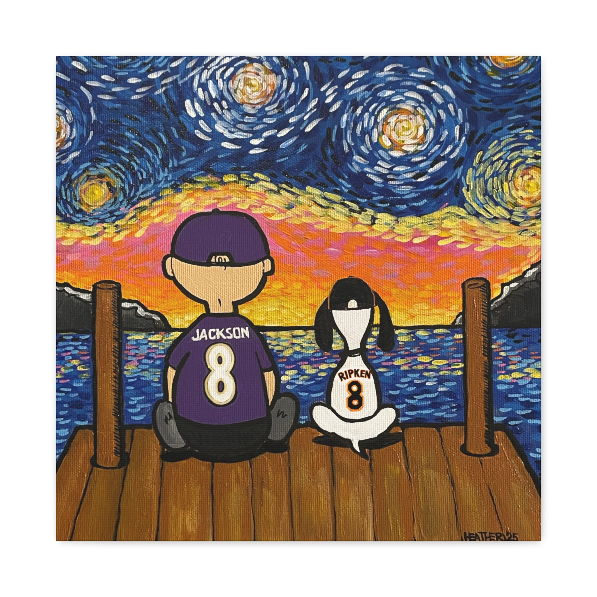 Art: Starry Night with Sports Friends Canvas Print
