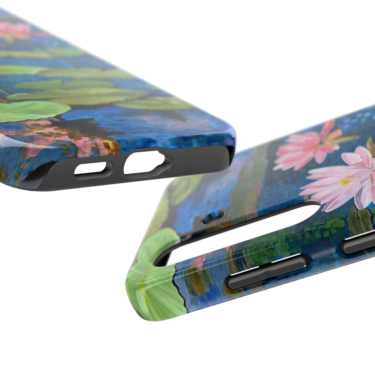 Phone Case: Lotus Flower Painted Tough Phone Case - Acrylic Painting Lotus Flower Inspired Design