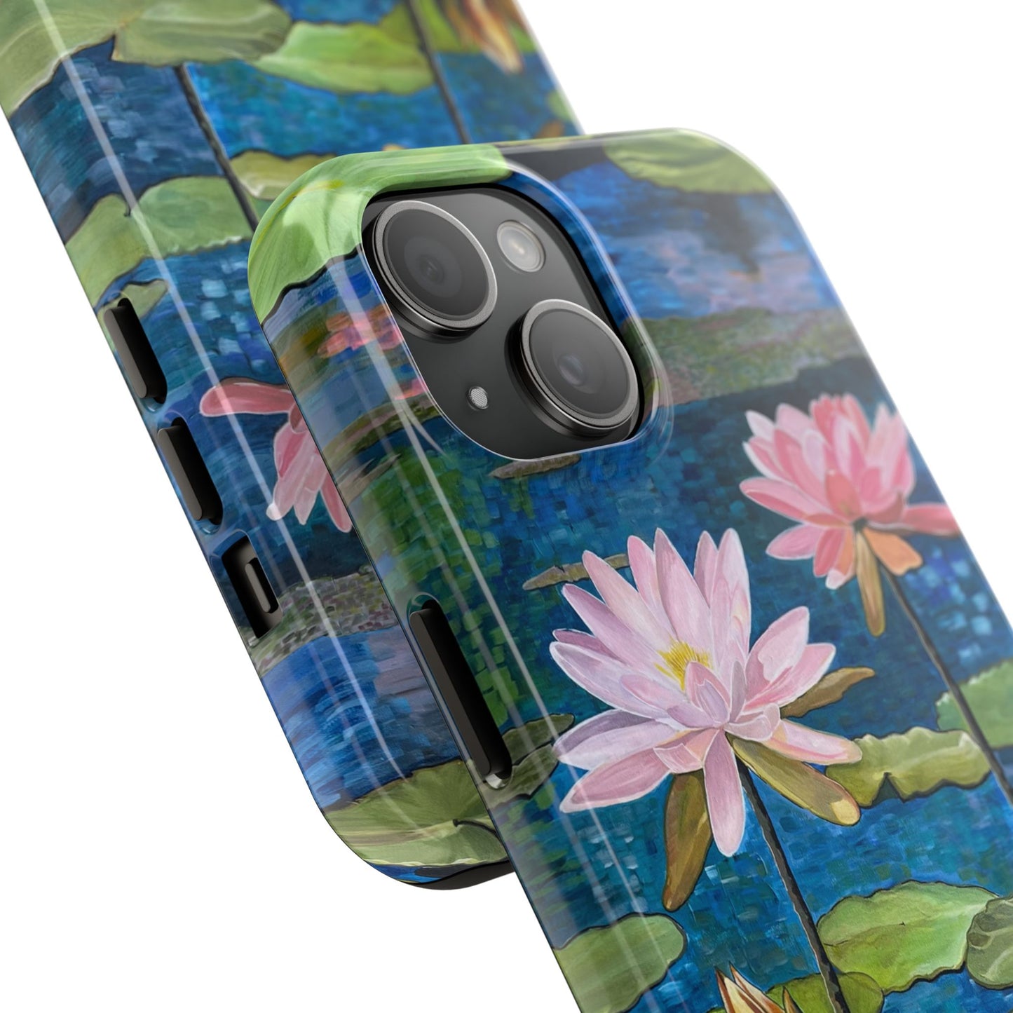Phone Case: Lotus Flower Painted Tough Phone Case - Acrylic Painting Lotus Flower Inspired Design