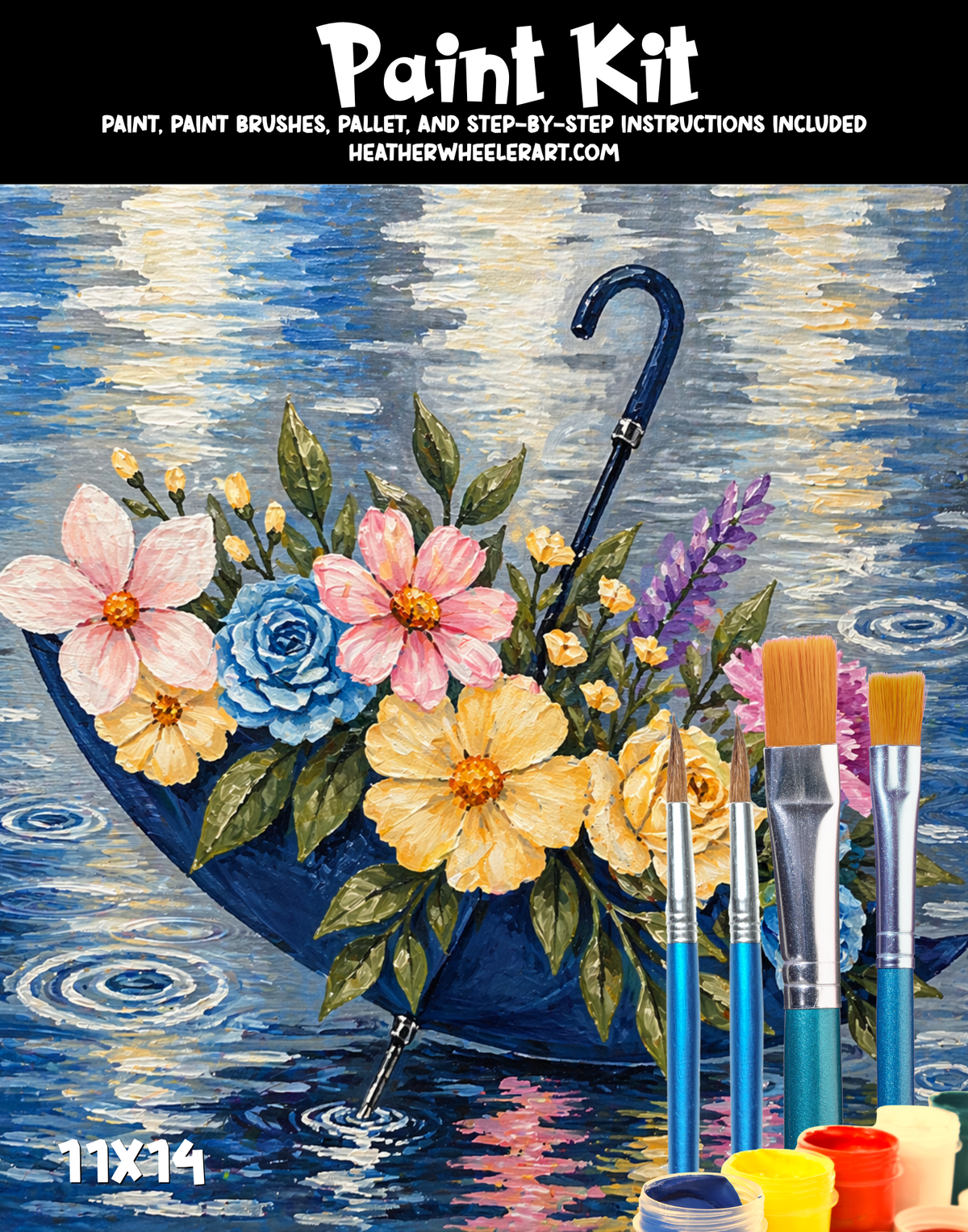 DIY Canvas Painting Kit Flower Books - Canvas Original