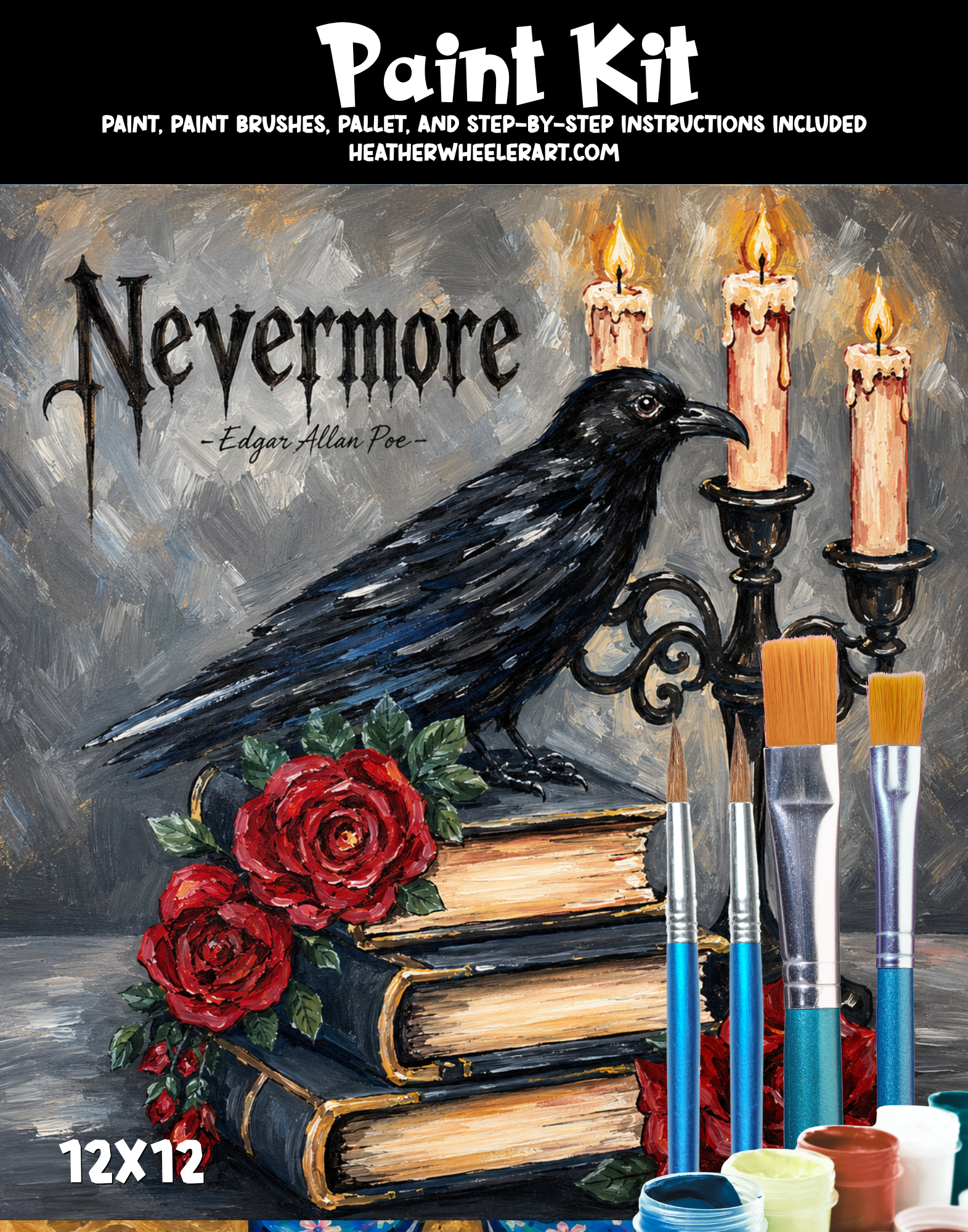 DIY Canvas Painting Kit Nevermore Poe - Canvas Original