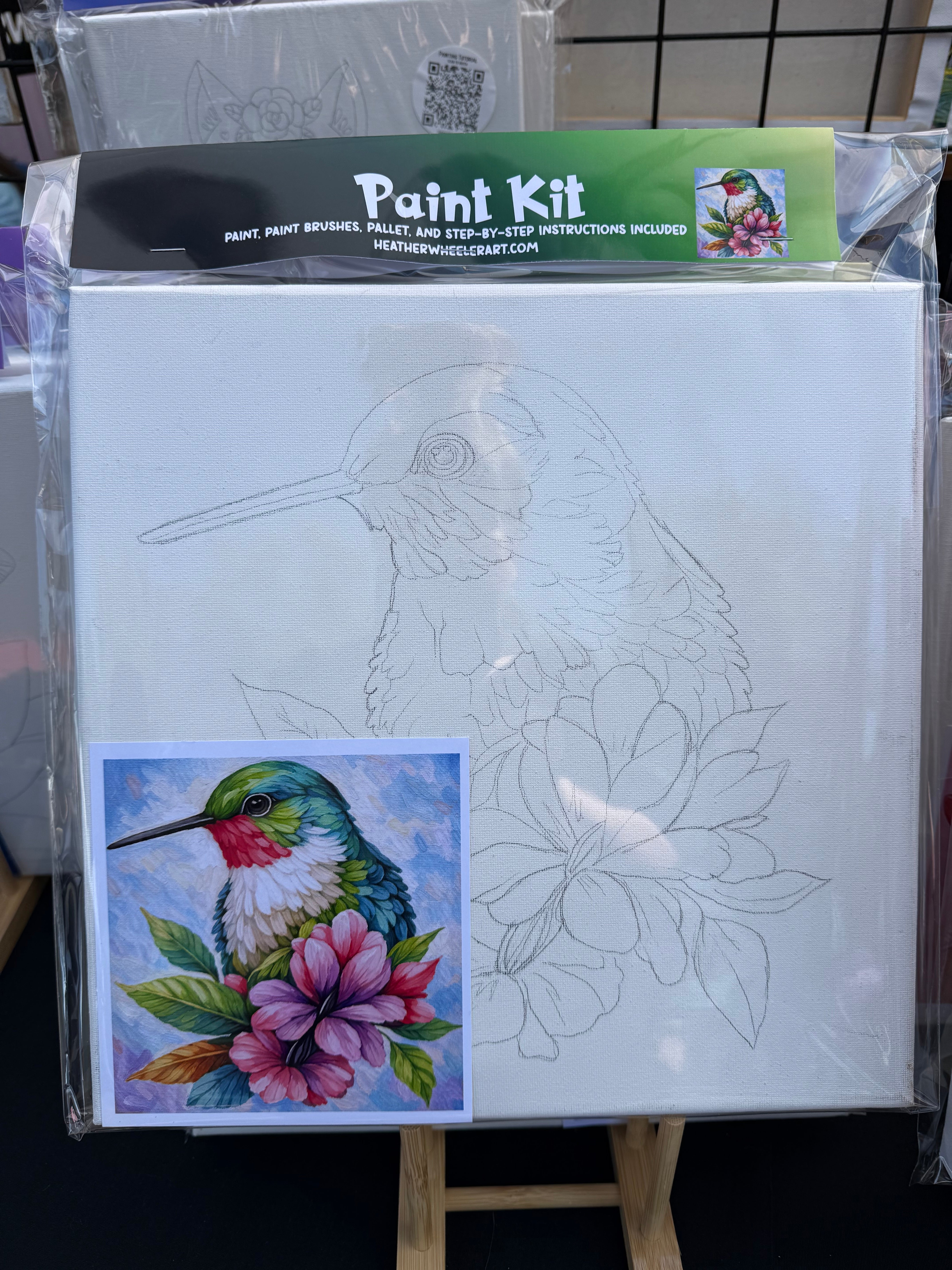 DIY Canvas Painting Kit Hummingbird on Flower