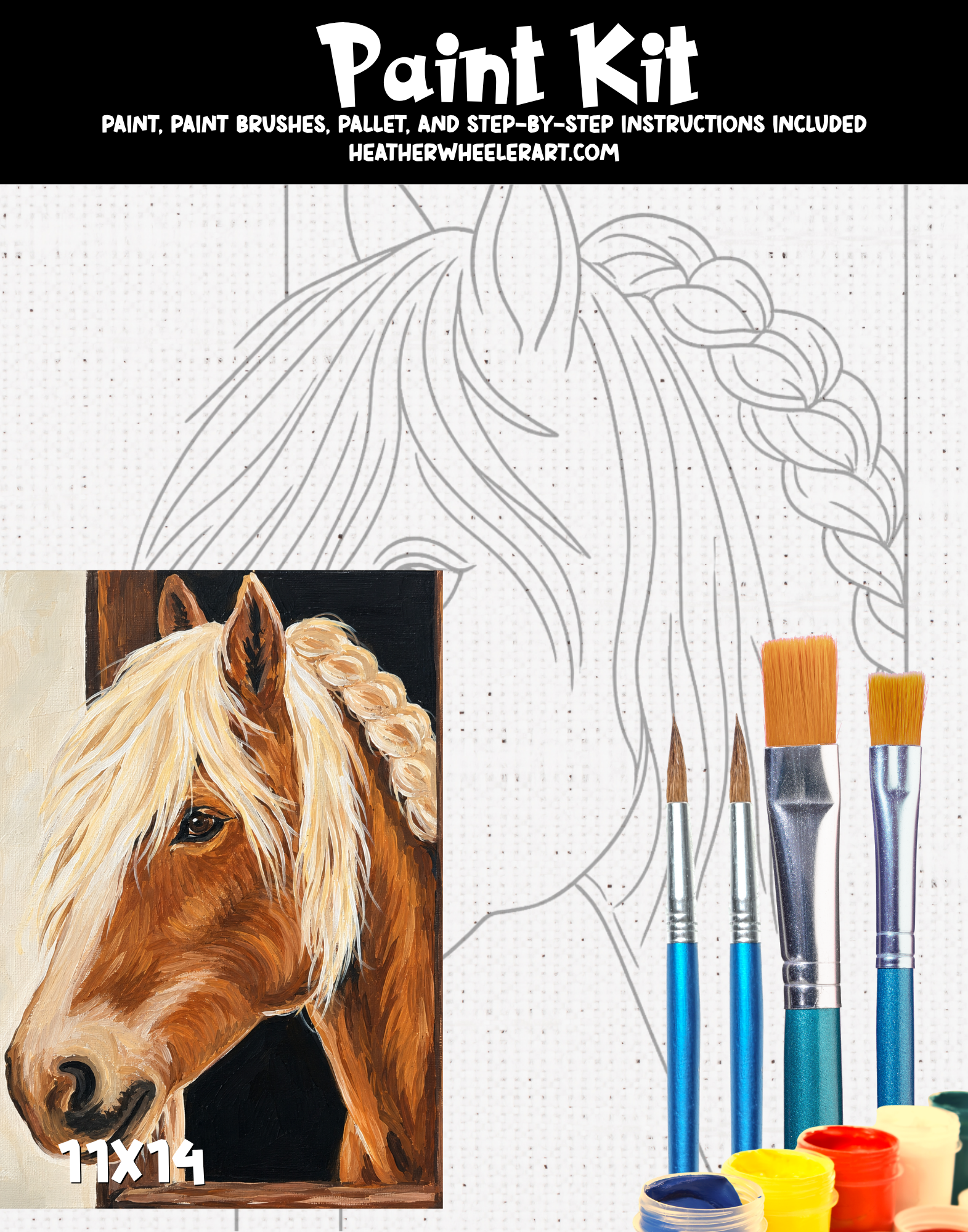 DIY Canvas Painting Kit Horse in stable - Canvas Original