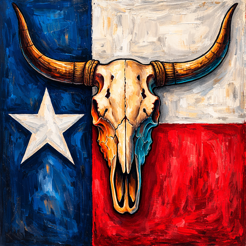 DIY Canvas Painting Kit Longhorn Texas Flag