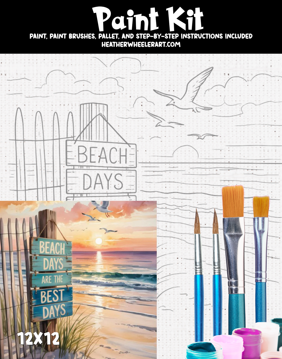 DIY Canvas Painting Kit Beach Days - Canvas Original