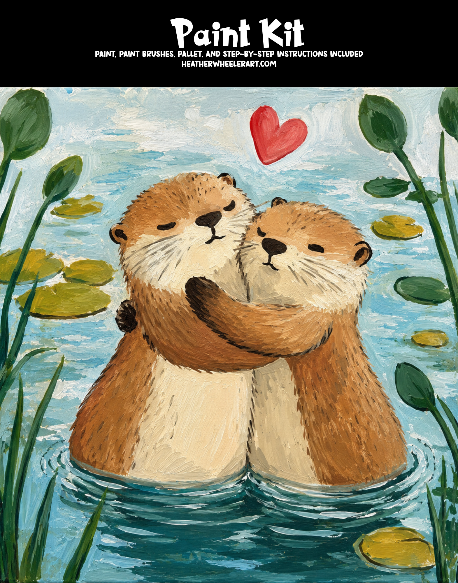 DIY Canvas Painting Kit Hugging Otters