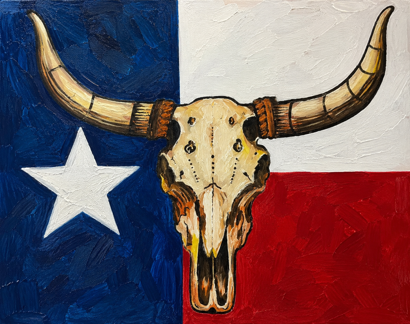 DIY Canvas Painting Kit Longhorn Texas Flag