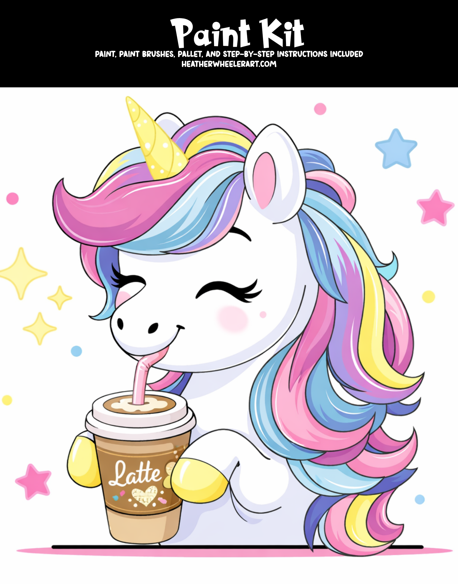 DIY Canvas Painting Kit Unicorn Latte - Canvas Original