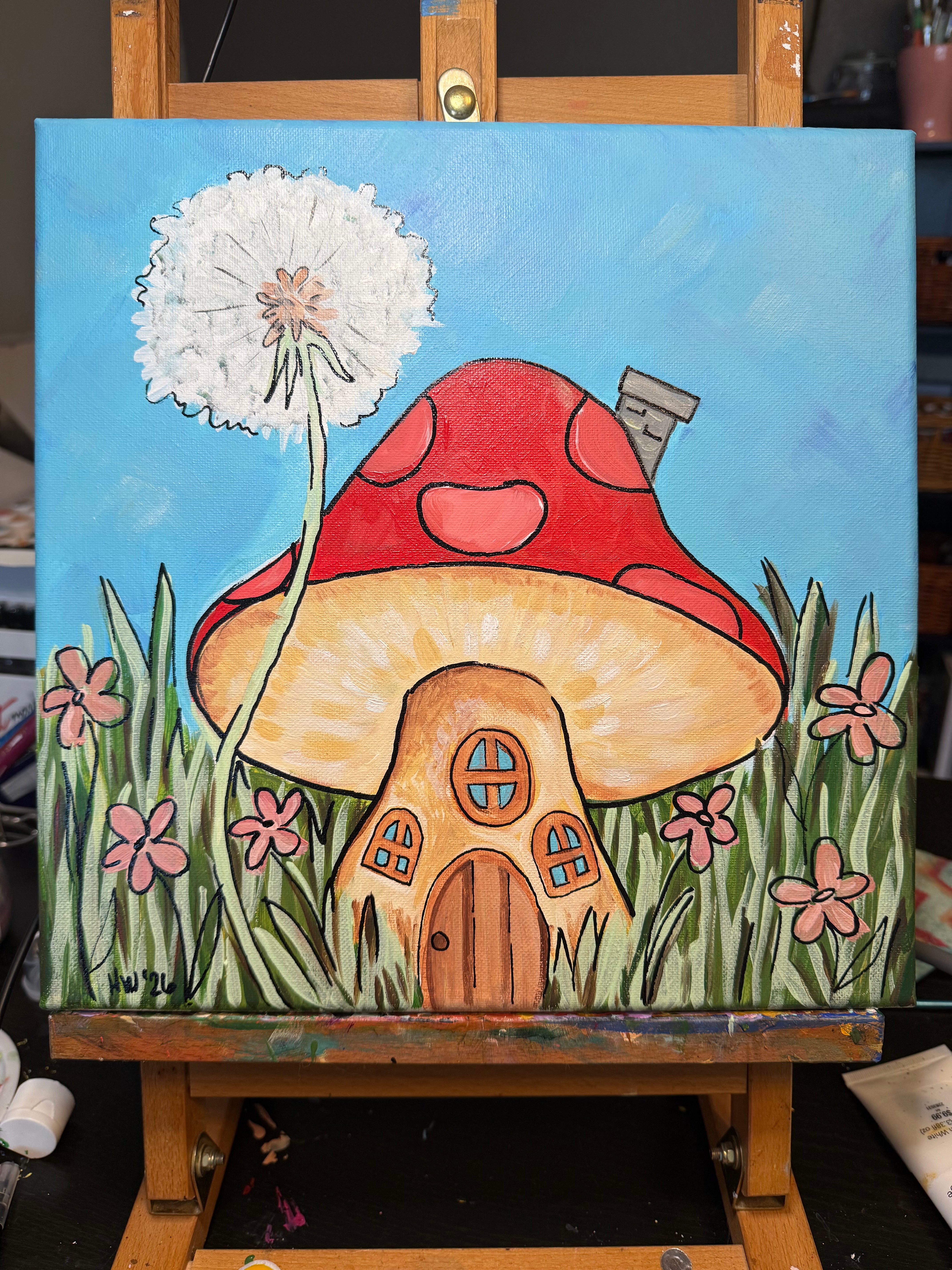 DIY Canvas Painting Kit Mushroom House