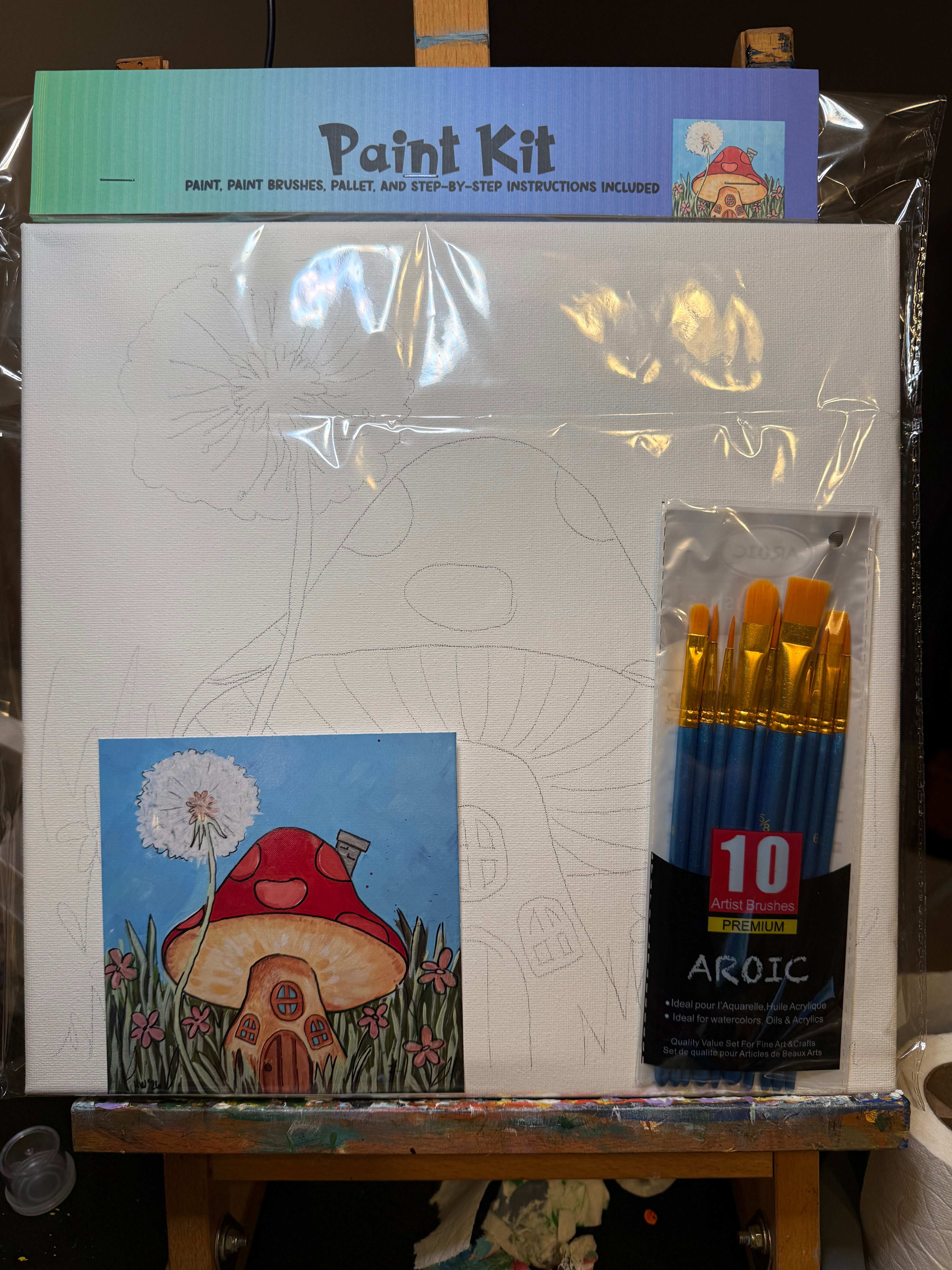 DIY Canvas Painting Kit Mushroom House