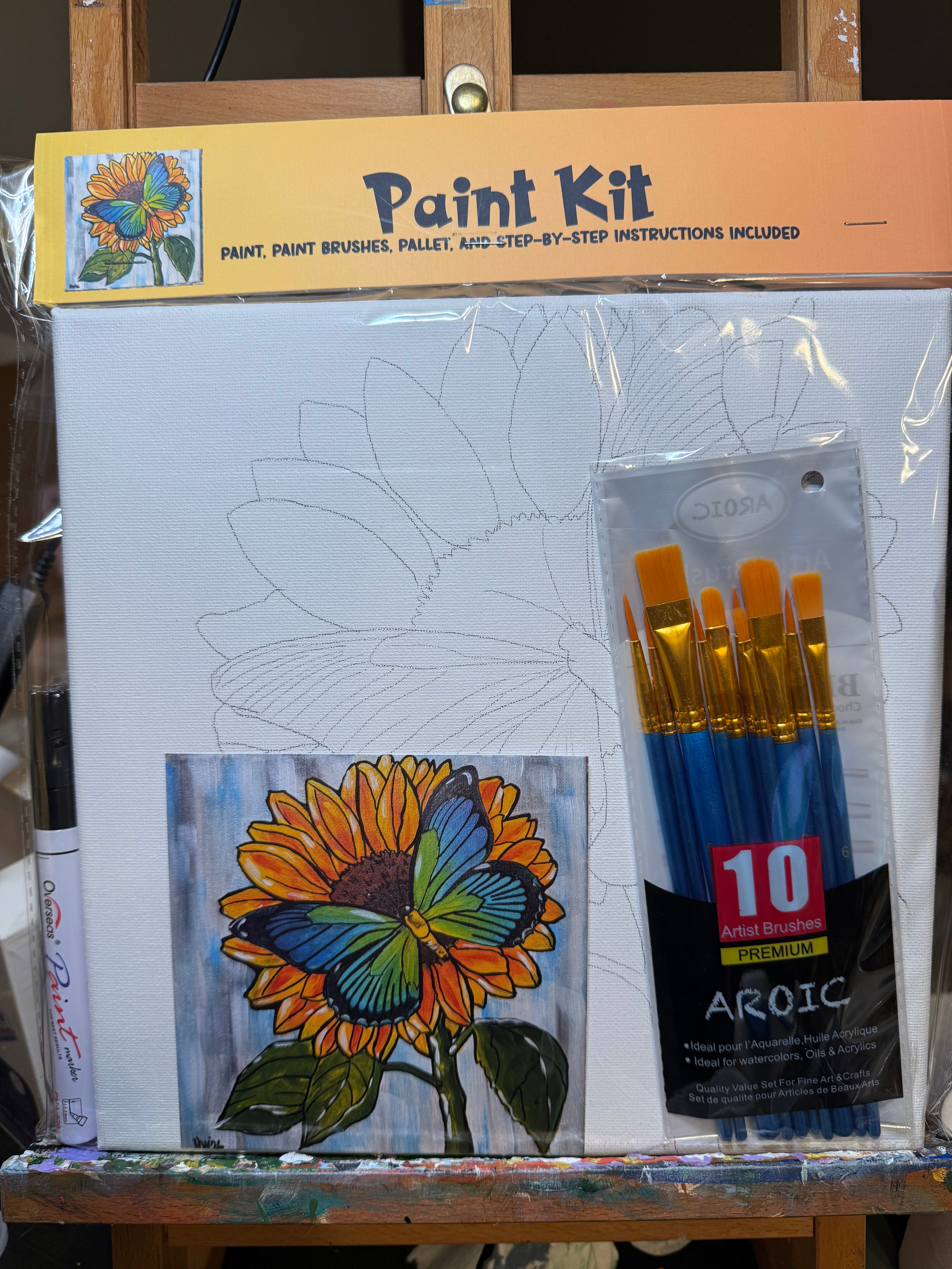 DIY Canvas Painting Kit Sunflower with Butterfly