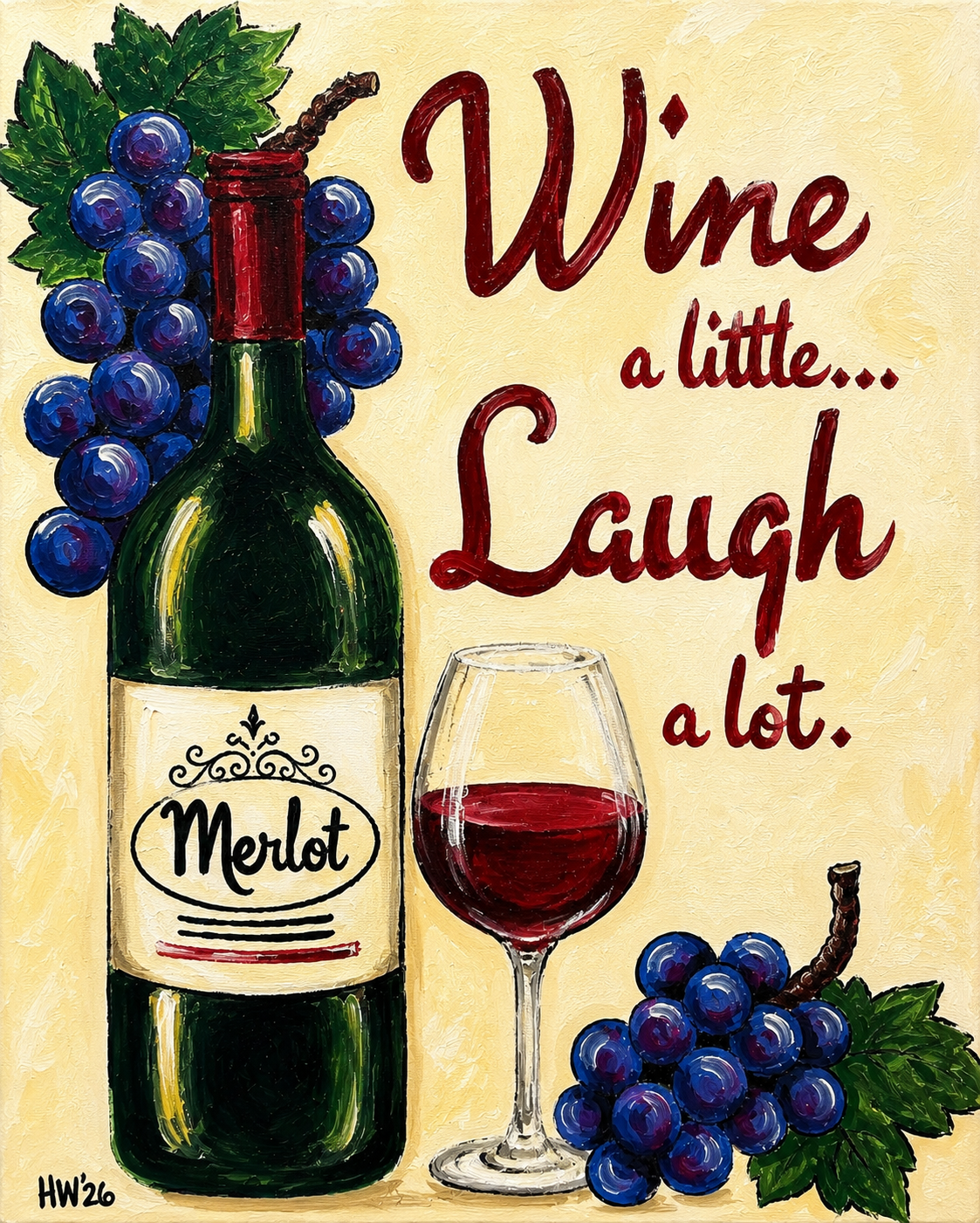 DIY Canvas Painting Kit Wine a little Laugh a lot