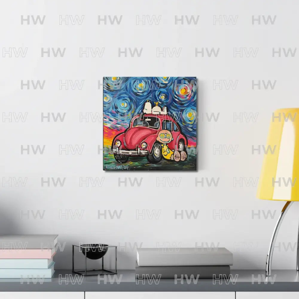 An Original: 12βx12β Starry Night Peace Love and my Bug - Canvas Original