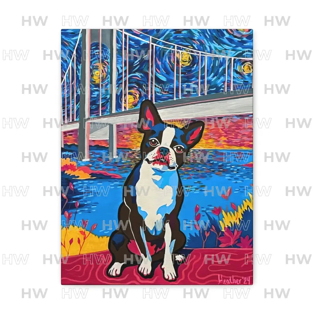 Art: Boston Terrier Canvas Print - 12″ x 16″ (Vertical) / 1.25’’ - Canvas
