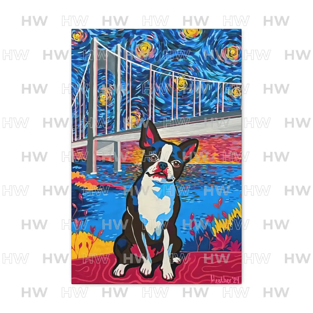 Art: Boston Terrier Canvas Print - 16″ x 24″ (Vertical) / 1.25’’ - Canvas