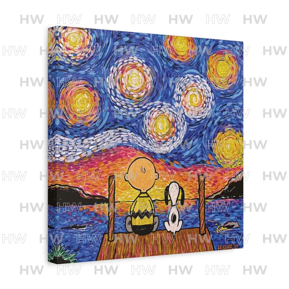 Art: Starry Night at the River Canvas Print - 14’’ x 14’’ / 1.25’’ - Canvas