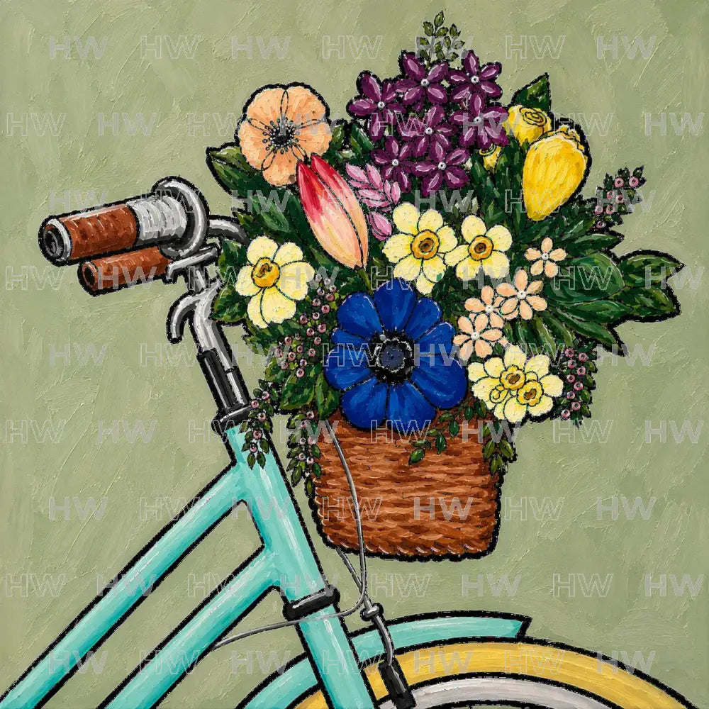 DIY Canvas Painting Kit Bike with Flowers - Canvas Original