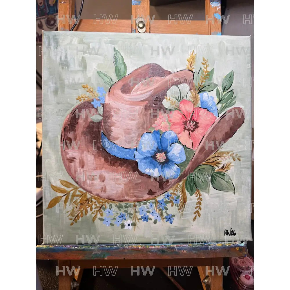 DIY Canvas Painting Kit Floral Cowboy Hat - Canvas Original