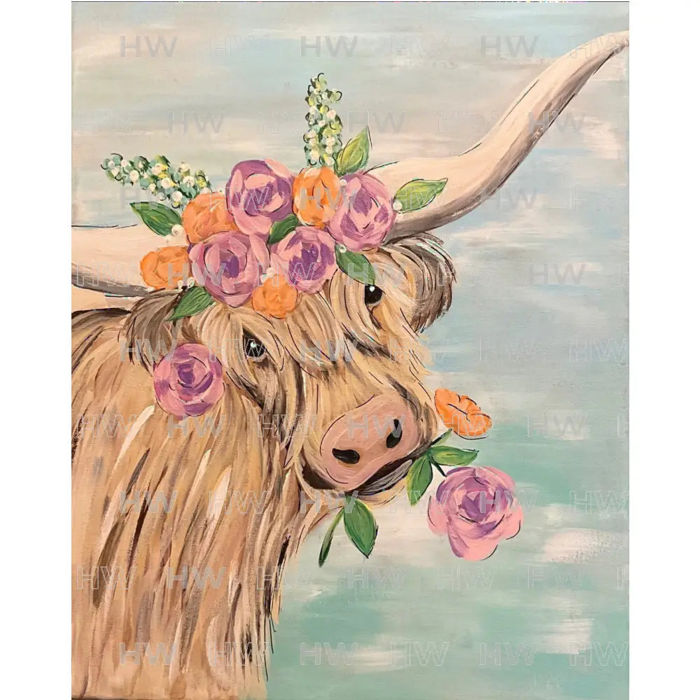 DIY Canvas Painting Kit Highland Cow Canvas Original