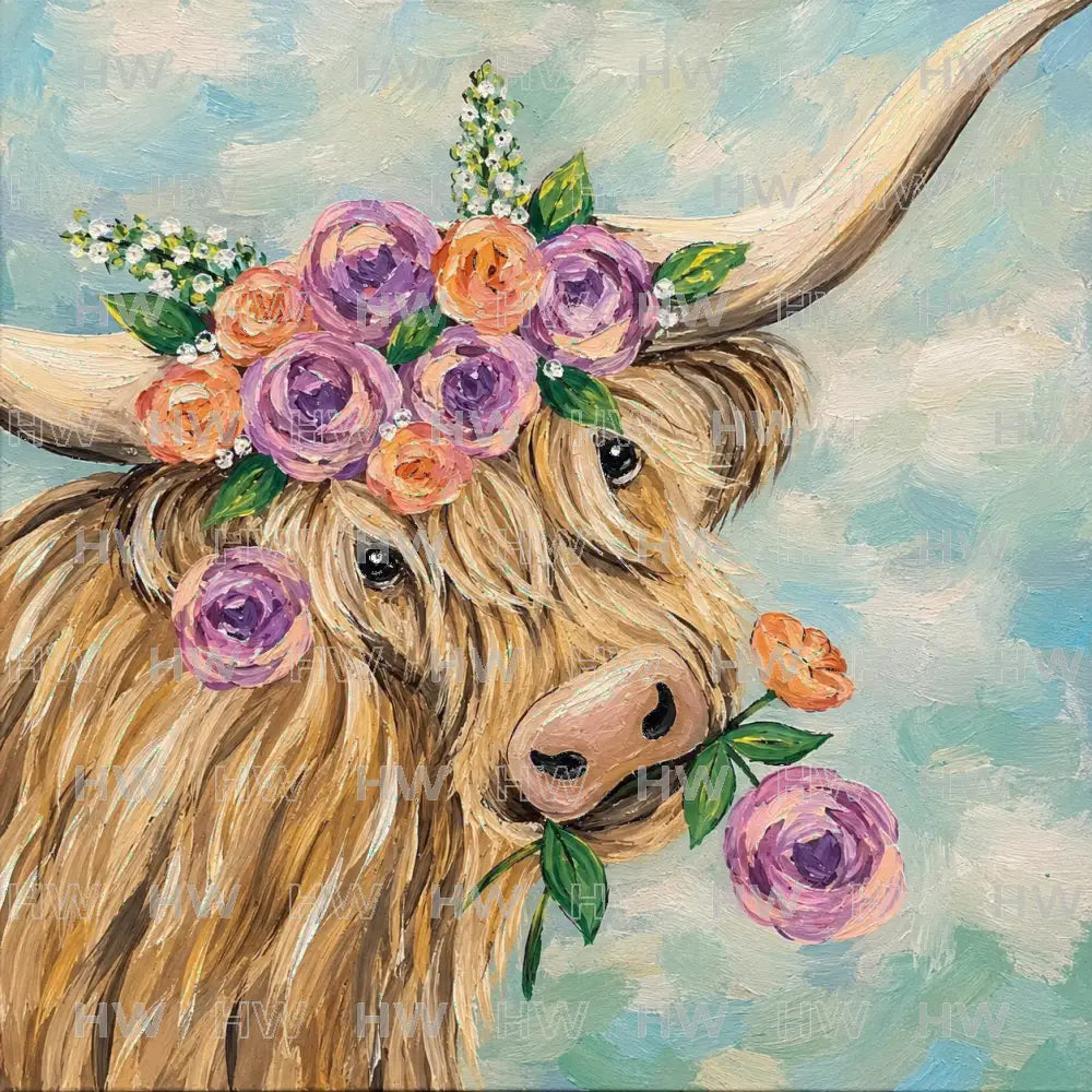 DIY Canvas Painting Kit Highland Cow - Canvas Original