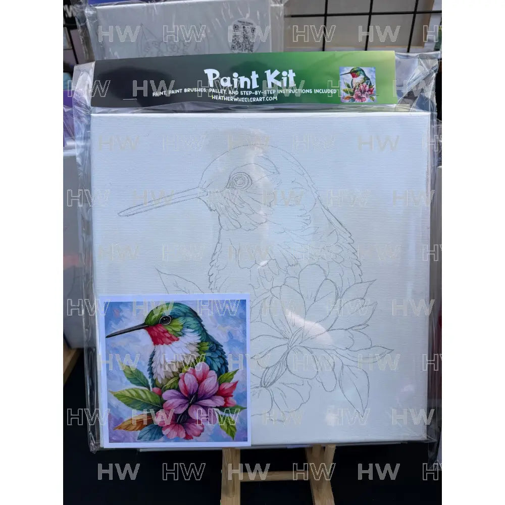DIY Canvas Painting Kit Hummingbird on Flower - Canvas Original