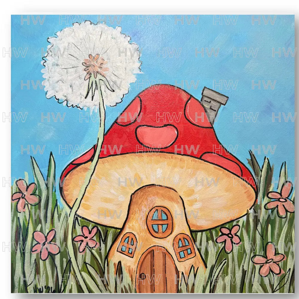 DIY Canvas Painting Kit Mushroom House Canvas Original