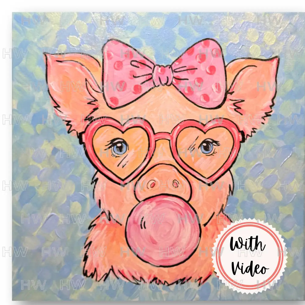 DIY Canvas Painting Kit Pig Blowing Bubbles Canvas Original
