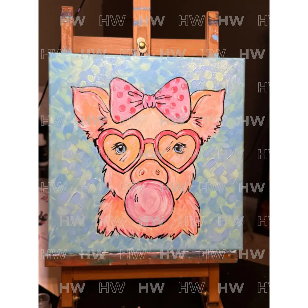 DIY Canvas Painting Kit Pig Blowing Bubbles Canvas Original