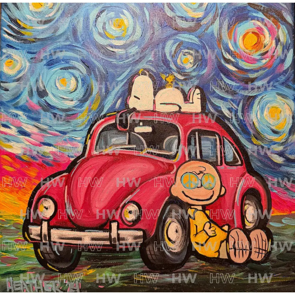 DIY Canvas Painting Kit Starry Night with snoopy - Canvas Original