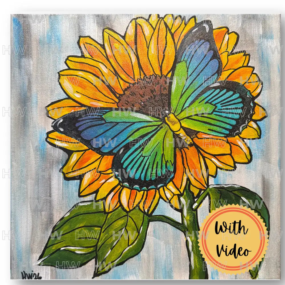 DIY Canvas Painting Kit Sunflower with Butterfly Canvas Original