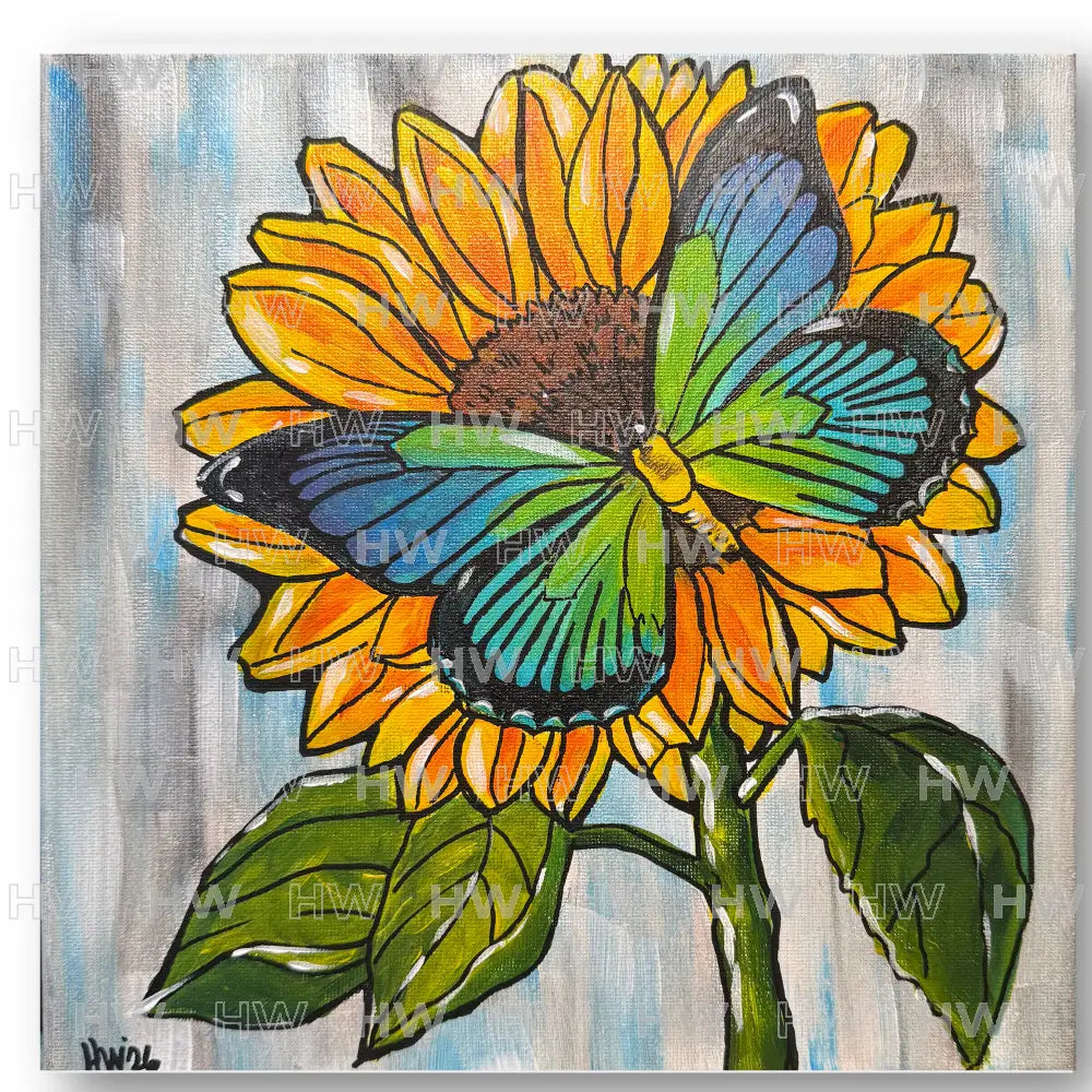 DIY Canvas Painting Kit Sunflower with Butterfly Canvas Original