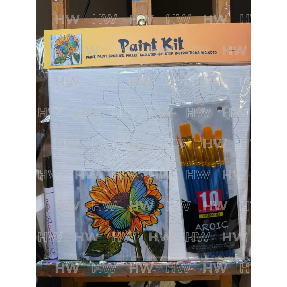 DIY Canvas Painting Kit Sunflower with Butterfly Canvas Original