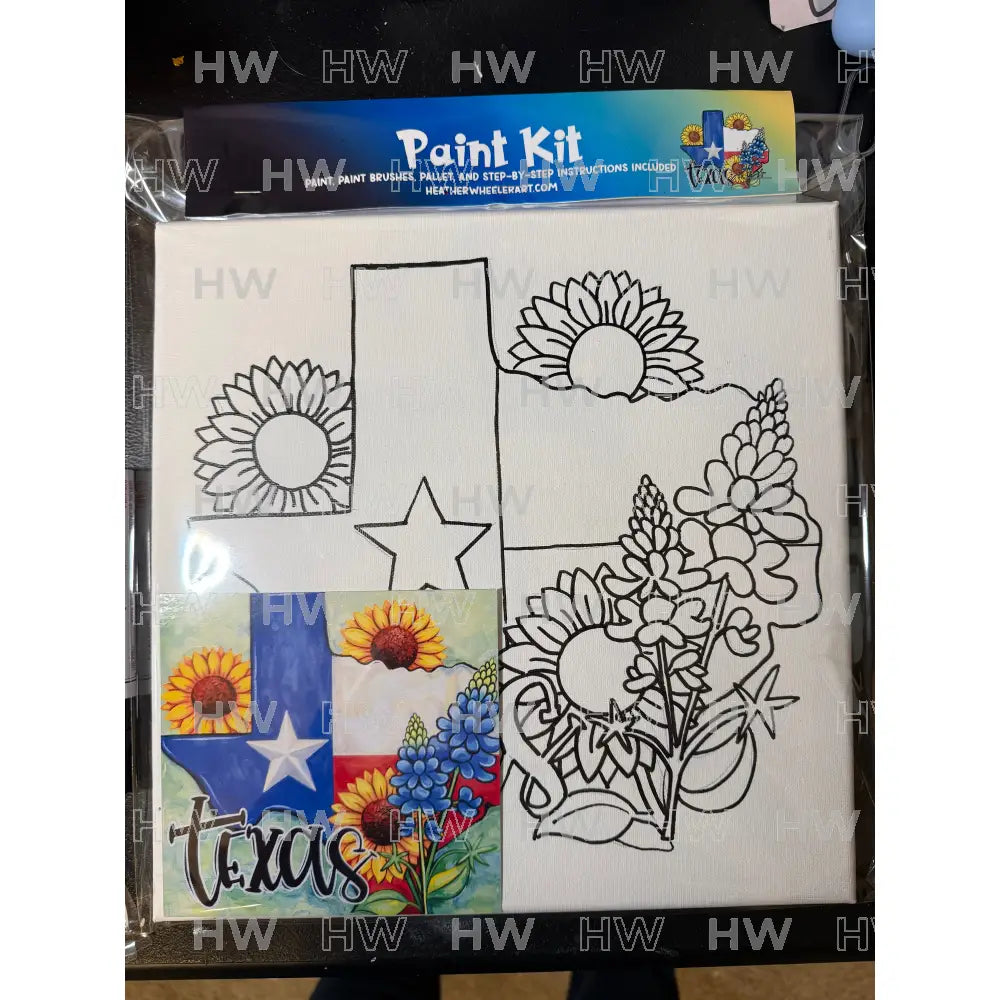 DIY Canvas Painting Kit Texas State Flowers/Flag - Canvas Original