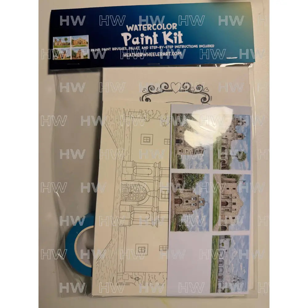 DIY Watercolor Painting Kit San Antonio Missions Alamo Canvas Original