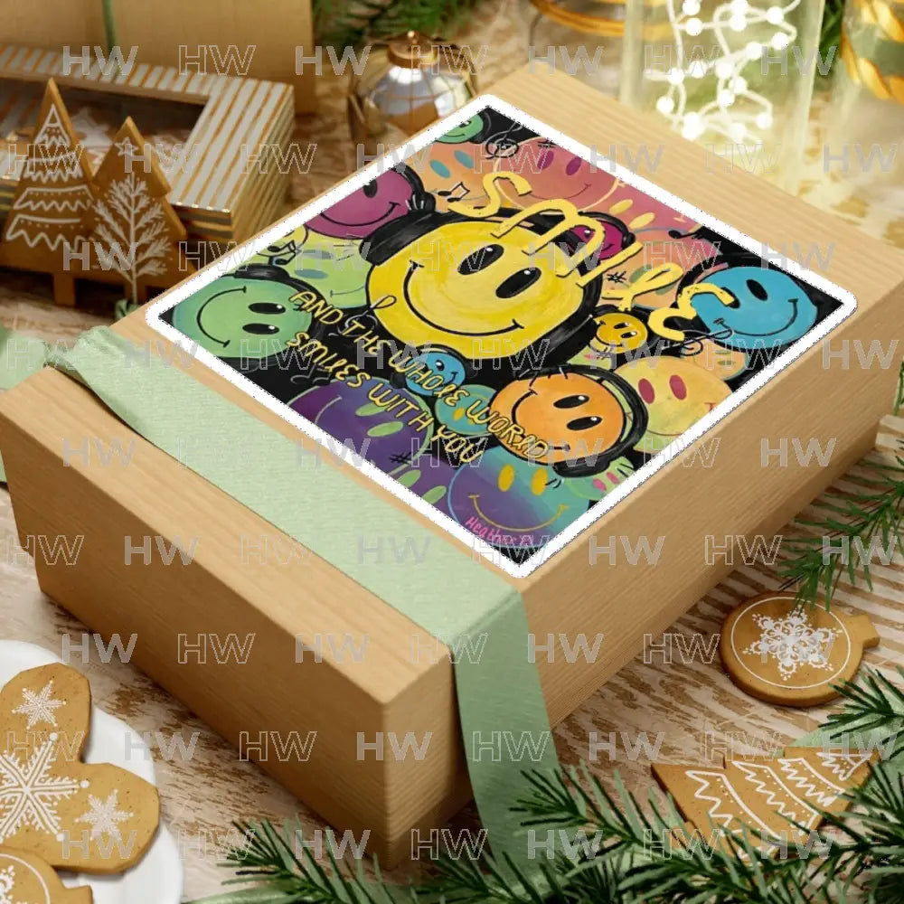 Sticker: Smile and the Whole World Smiles with You Kiss-Cut Stickers - Paper products
