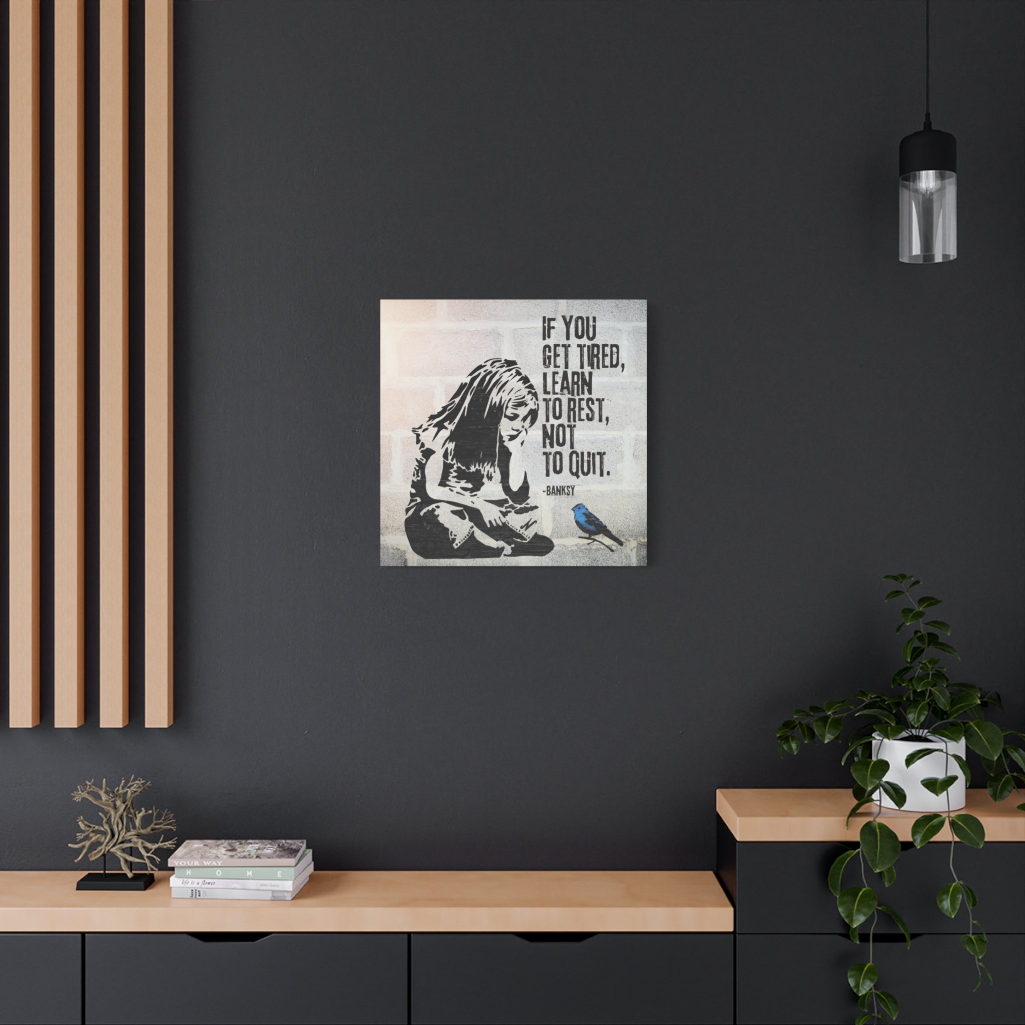 Art: Banksy Blue Bird Canvas Print