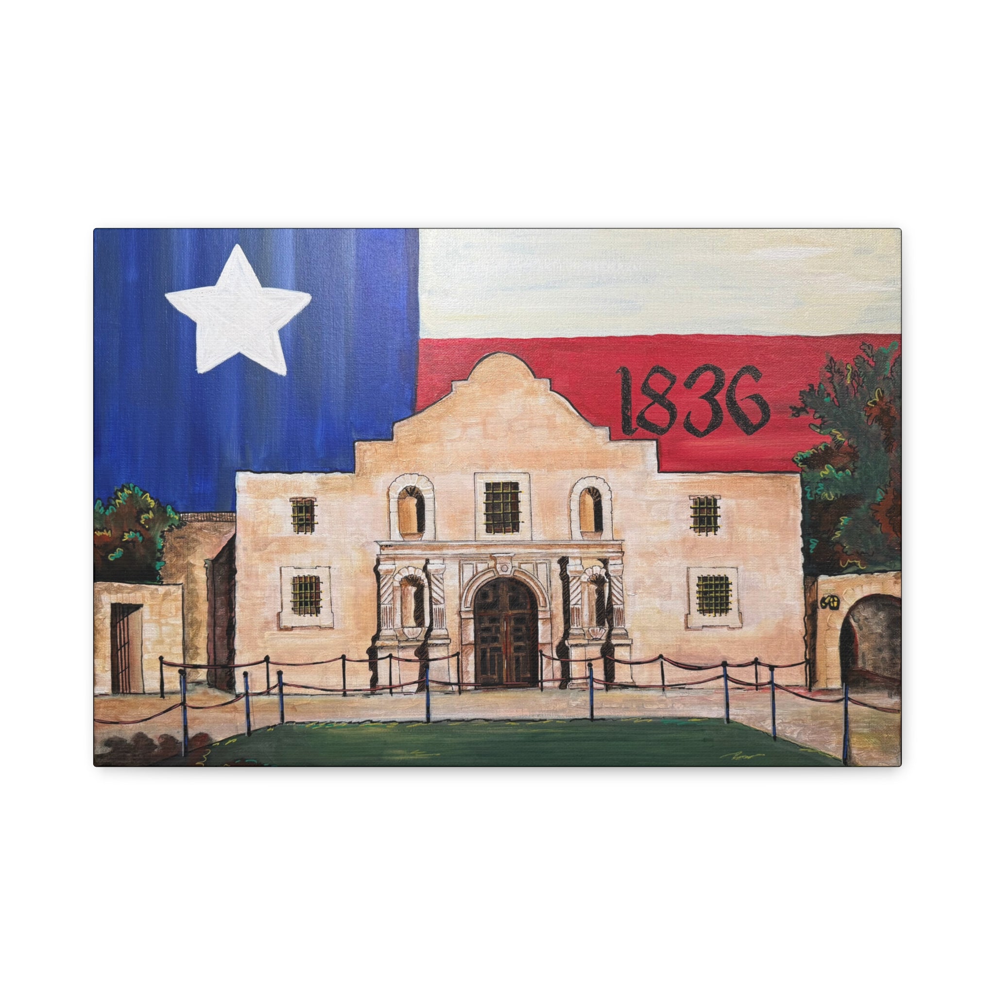 Art: Texas Flag Canvas Wall Art Print - Alamo 1836 Decor