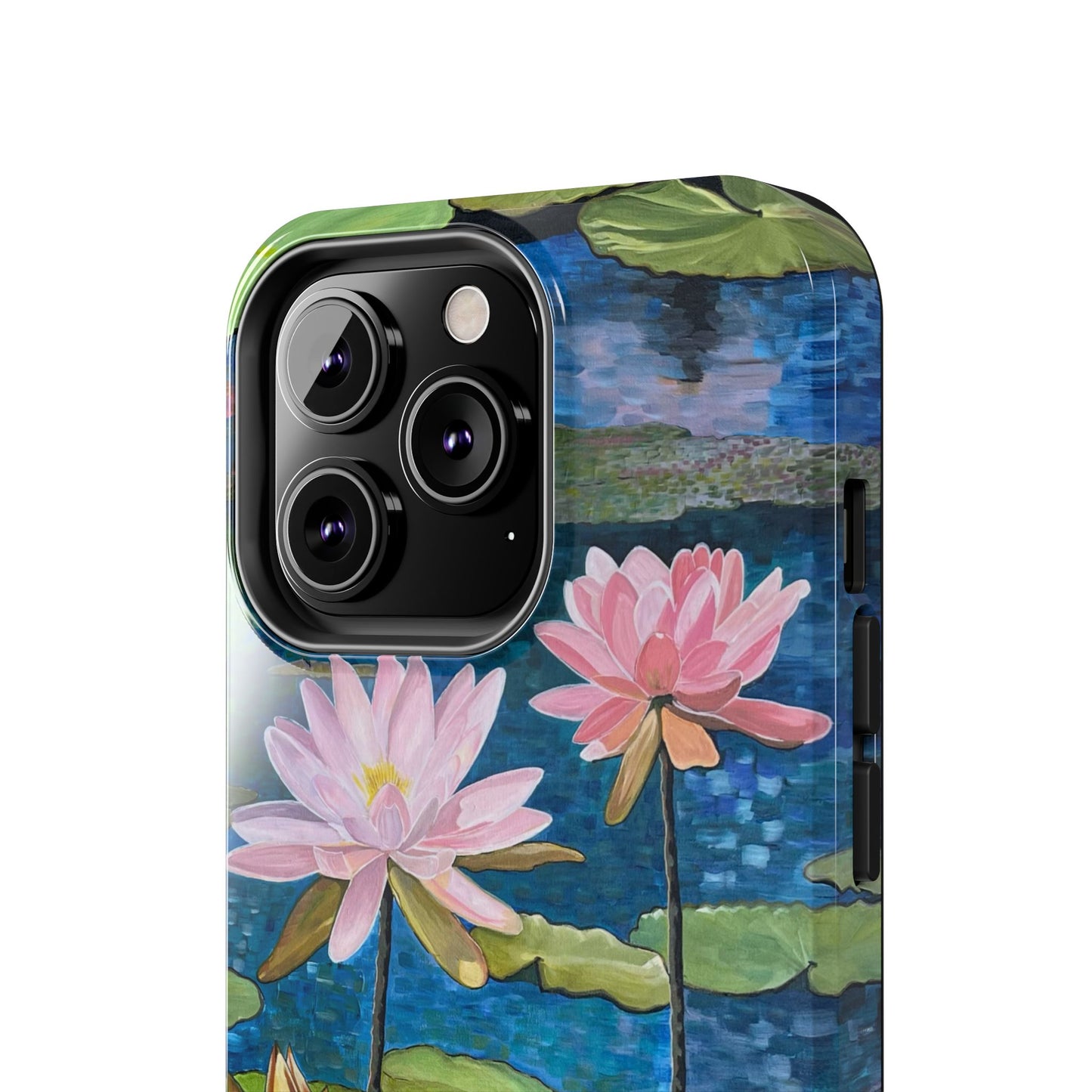Phone Case: Lotus Flower Painted Tough Phone Case - Acrylic Painting Lotus Flower Inspired Design